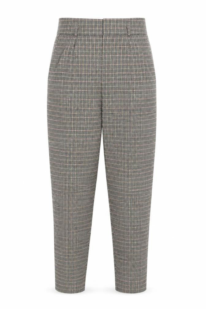 Front view of Mango Basics Women's Multicoloured Check Trousers, size 8