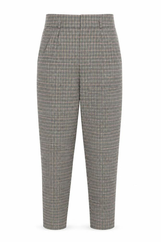 Front view of Mango Basics Women's Multicoloured Check Trousers, size 8