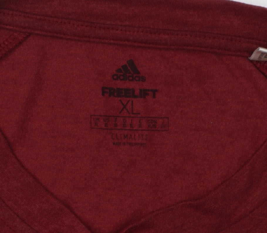 Adidas Men's Red XL Breathable Crew Neck T-Shirt