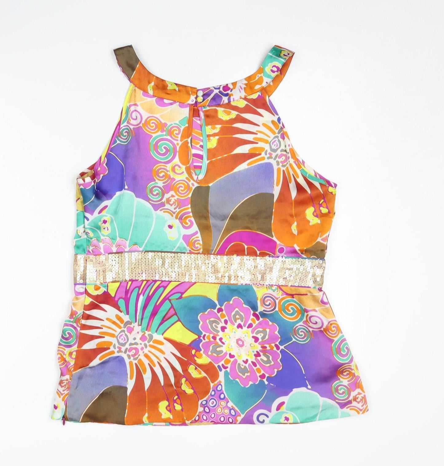 Next Women's Multicoloured Floral Halter Top Size 14