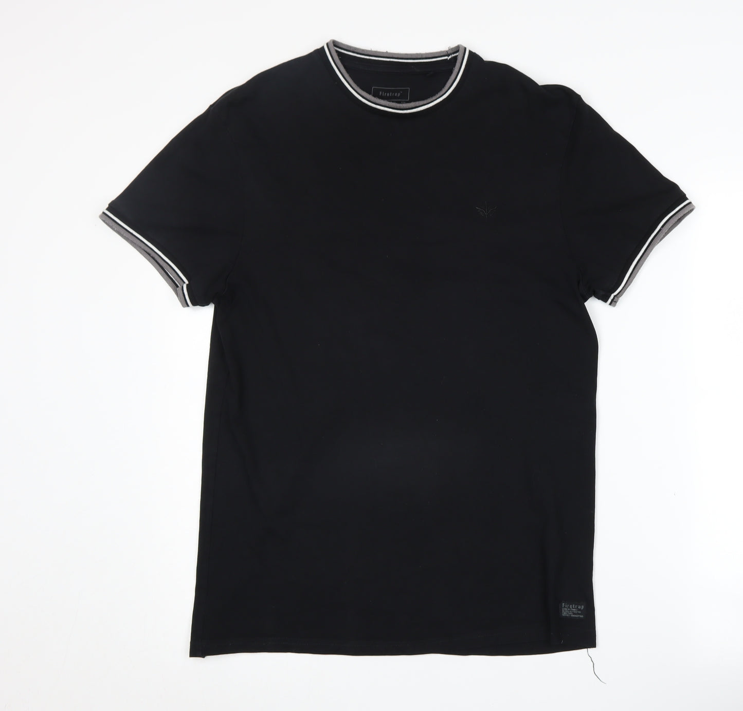 Firetrap Men's Black Crew Neck T-Shirt, Size S