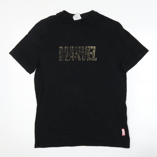 Marvel Men's Black Graphic Cotton T-Shirt Size M