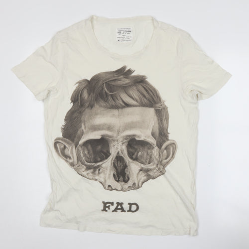 AllSaints Men’s Skull Art Ivory T-Shirt, Size M