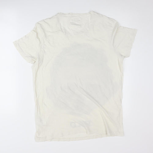 AllSaints Men’s Skull Art Ivory T-Shirt, Size M