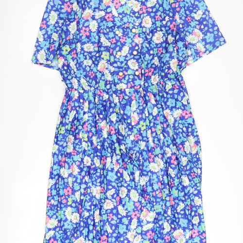 Damart Women's Blue Floral Shirt Dress Size 20