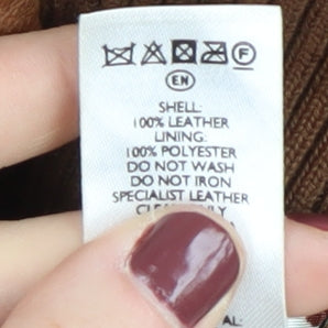 South Women's Brown Leather Bomber Jacket Size 12