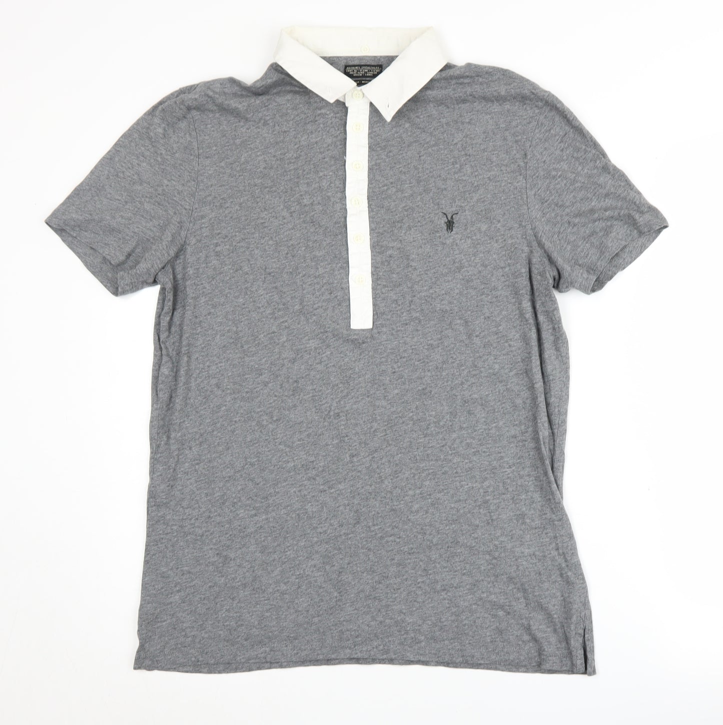 AllSaints Men's Grey Polo Shirt Medium Button-Down