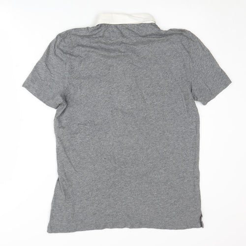 AllSaints Men's Grey Polo Shirt Medium Button-Down