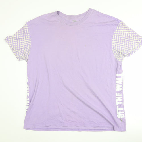 Vans Men's Purple Check T-Shirt - Size L