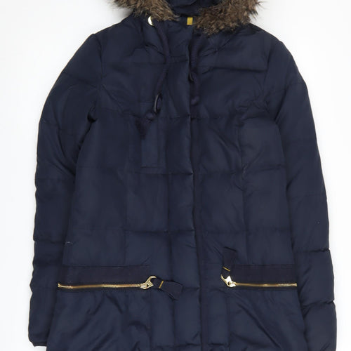Tom Joule Women's Blue Puffer Jacket Size 8, Hooded