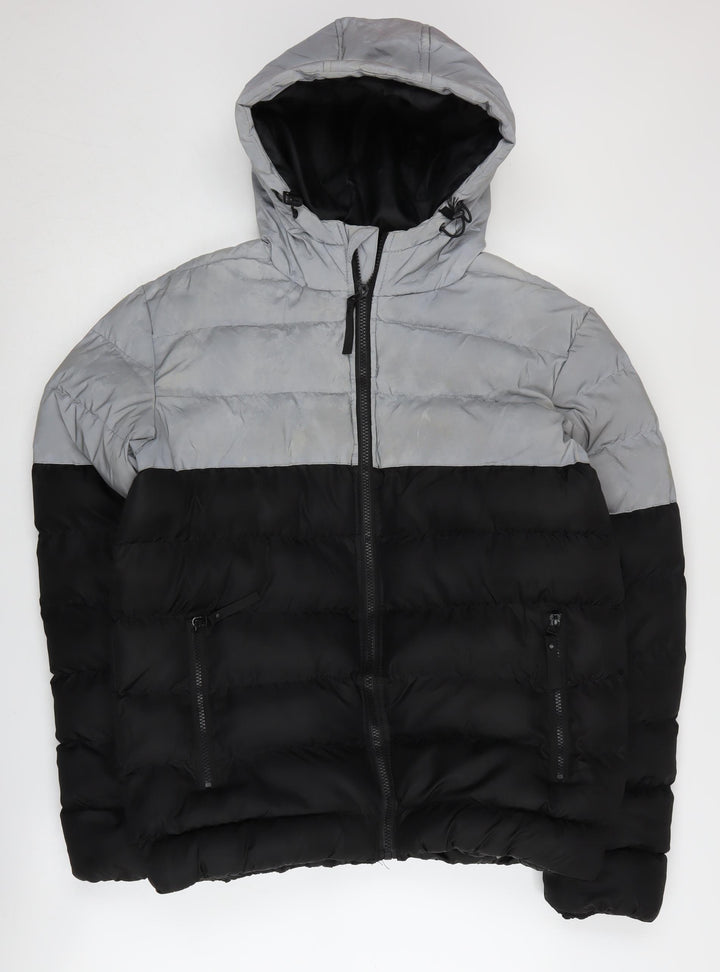 Soul Star Men's Grey Black Puffer Jacket S