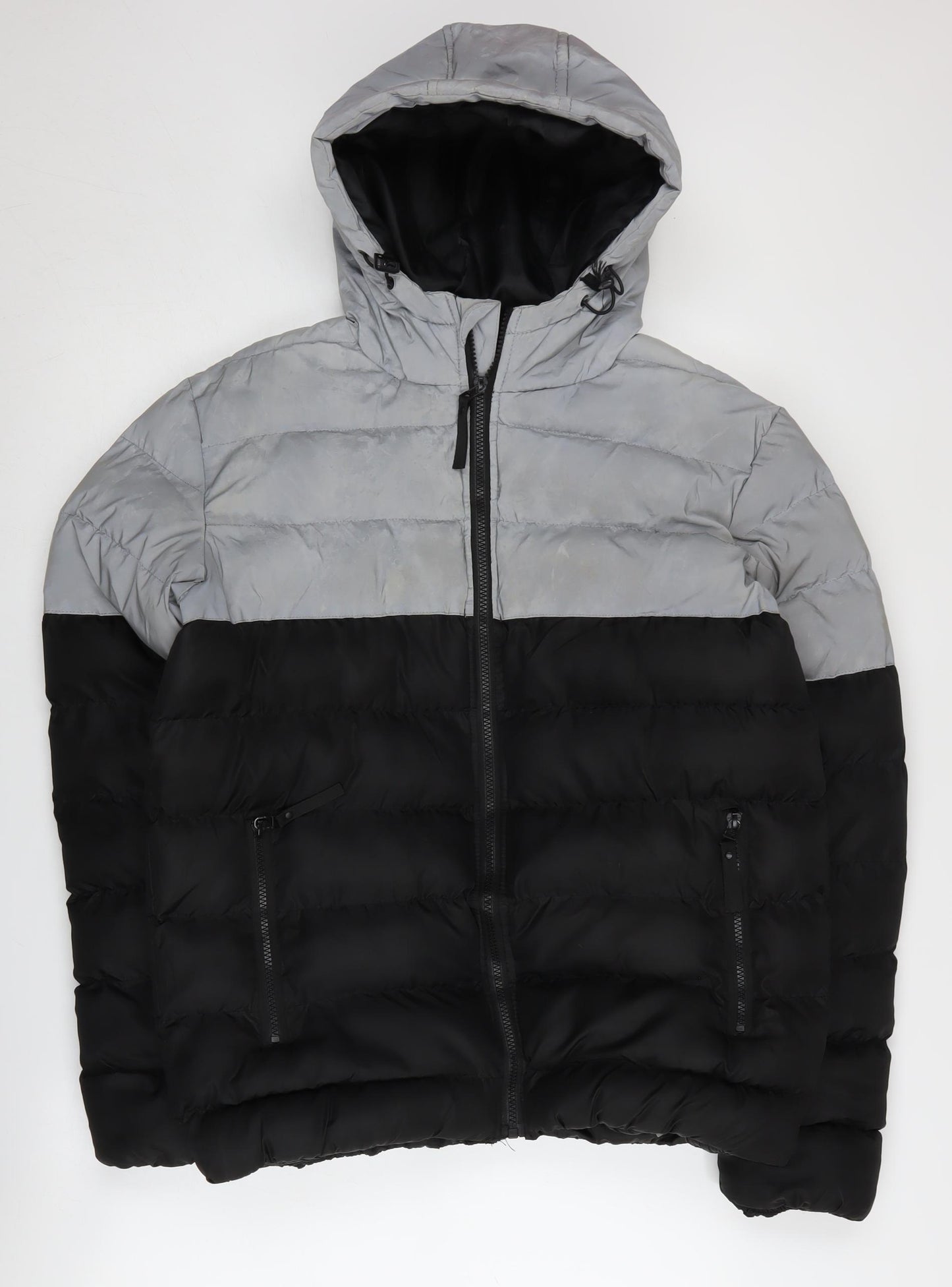 Soul Star Men's Grey Black Puffer Jacket S