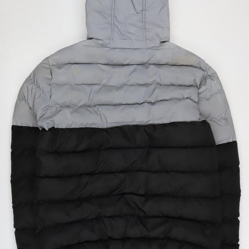 Soul Star Men's Grey Black Puffer Jacket S