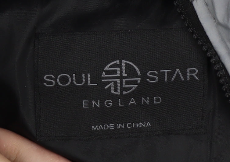 Soul Star Men's Grey Black Puffer Jacket S