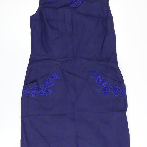 Coast Women's Blue Embroidered Sheath Dress Size 10