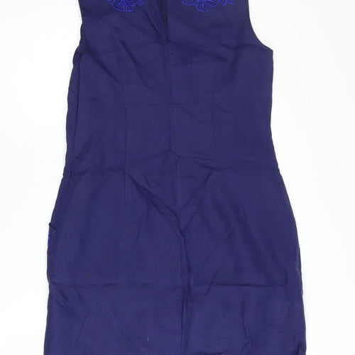 Coast Women's Blue Embroidered Sheath Dress Size 10