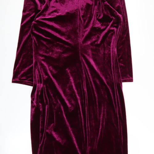 M&Co Women's Purple Velvet Bodycon Dress Size 14