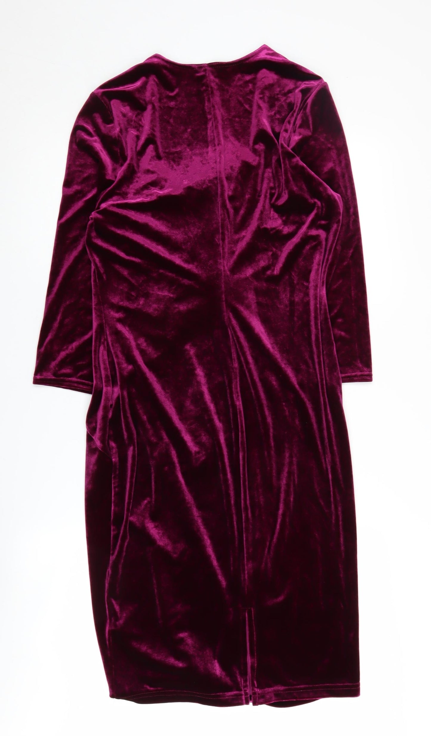 M&Co Women's Purple Velvet Bodycon Dress Size 14