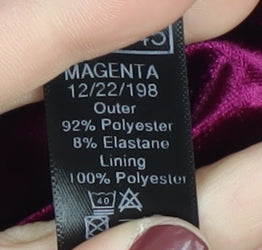 M&Co Women's Purple Velvet Bodycon Dress Size 14