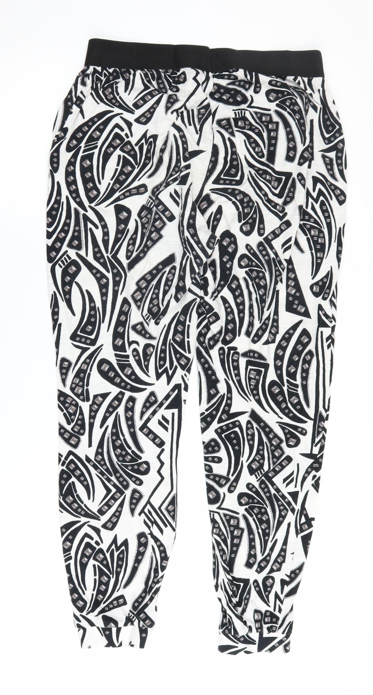 River Island Women's Black and White Joggers, Size 8