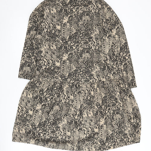 Zara Women's Beige Animal Print Shift Dress S