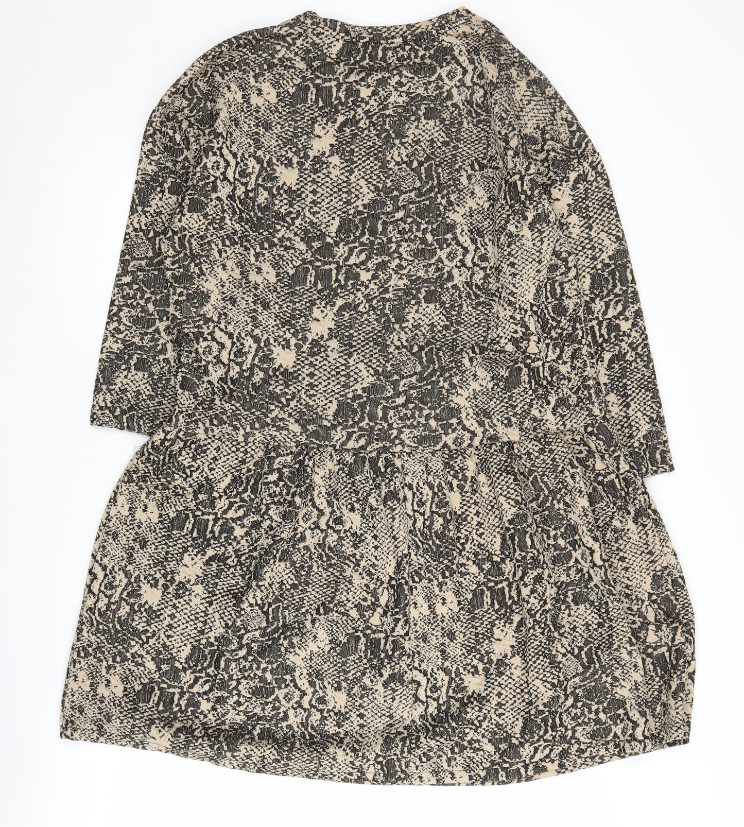 Zara Women's Beige Animal Print Shift Dress S