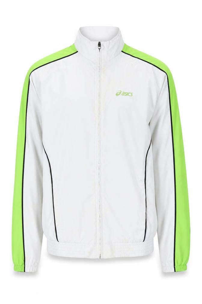 Front view of Asics Men's White Track Jacket - S