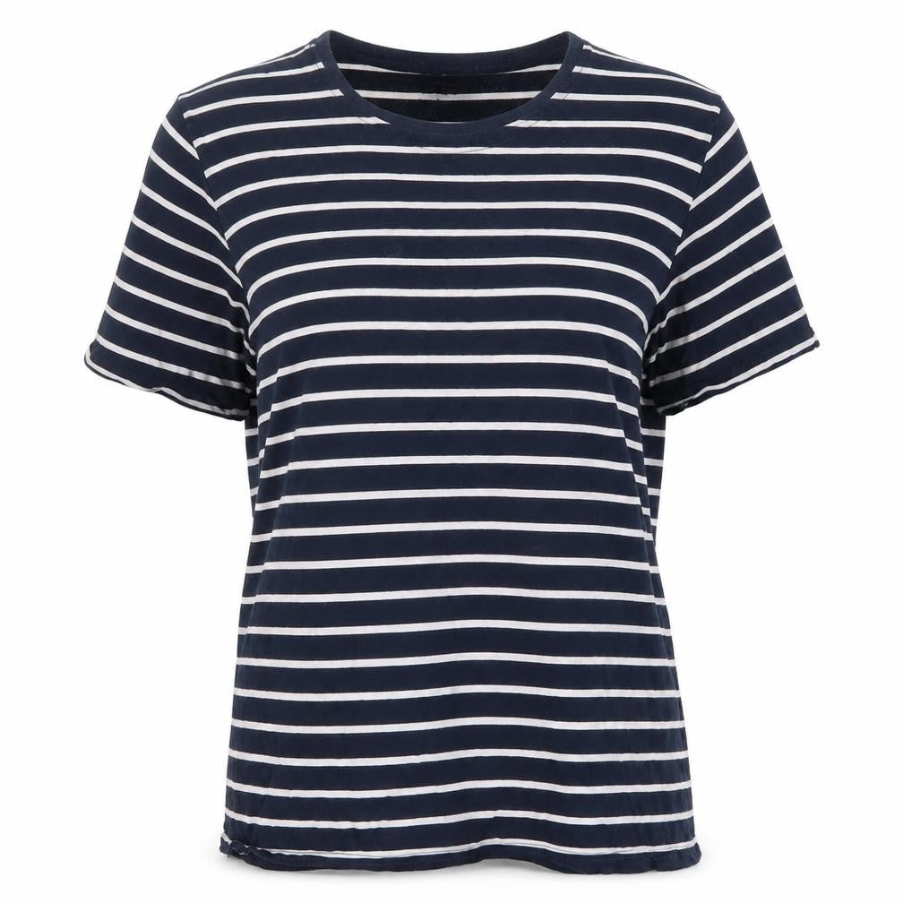 Front view of Pull&Bear unisex blue striped t-shirt, size M