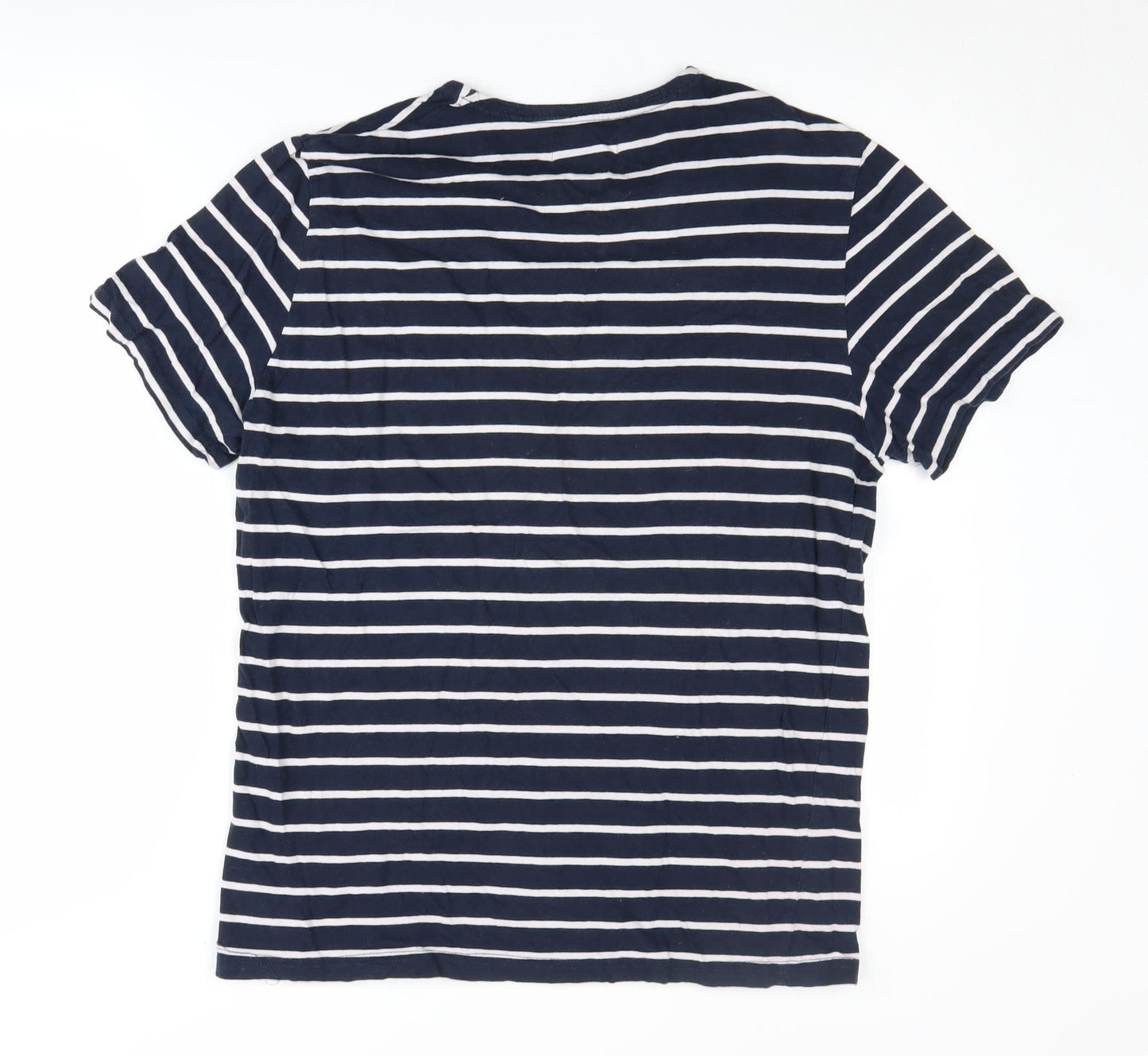 Pull & Bear Unisex Blue Striped T-Shirt Size M