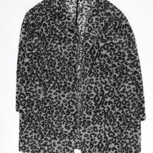 Next Women's Grey Animal Print Long Coat, Size 22