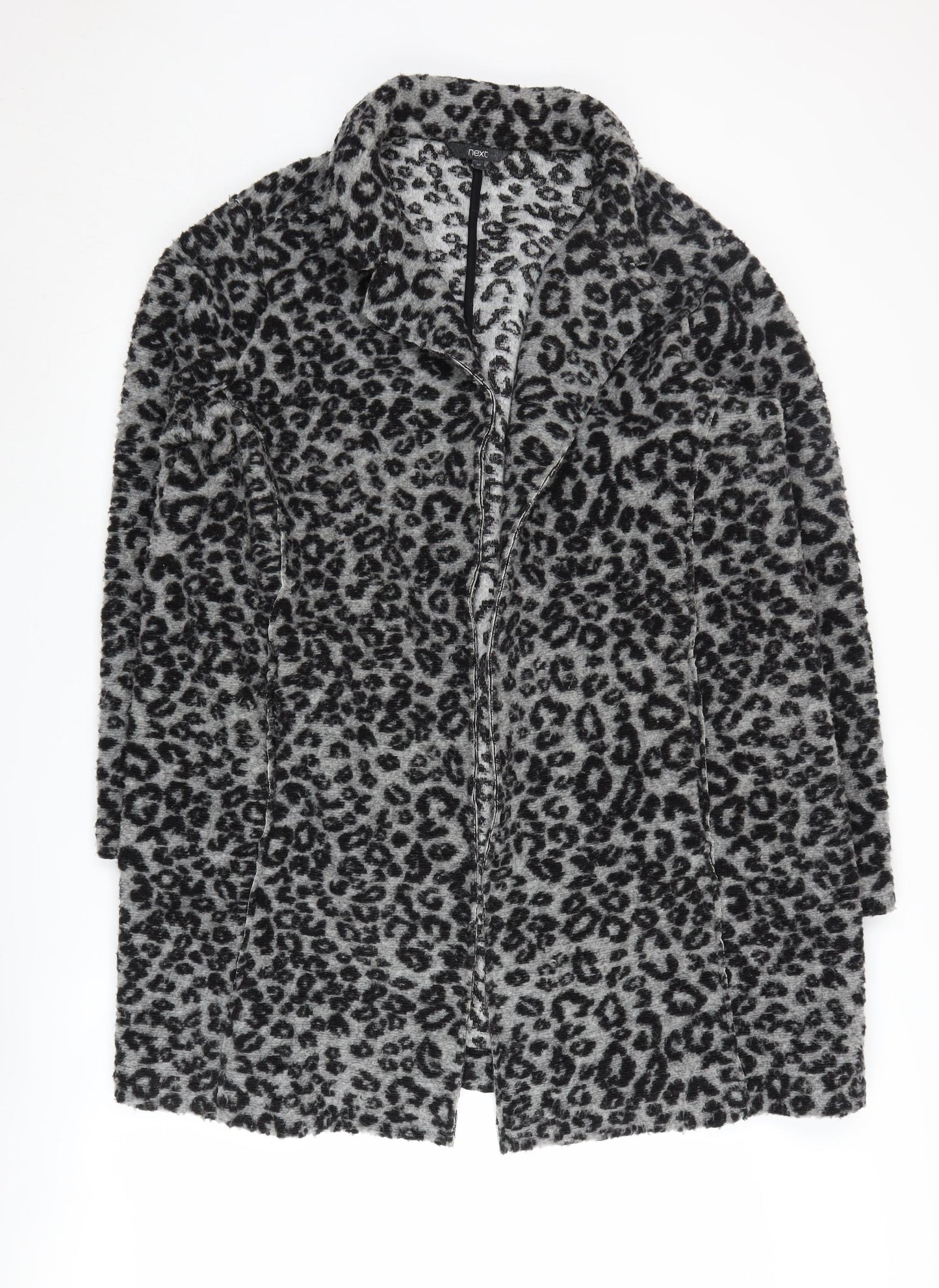Next Women's Grey Animal Print Long Coat, Size 22