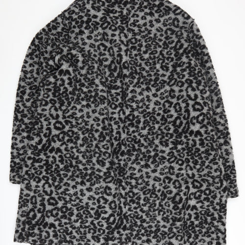 Next Women's Grey Animal Print Long Coat, Size 22