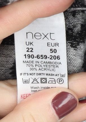 Next Women's Grey Animal Print Long Coat, Size 22
