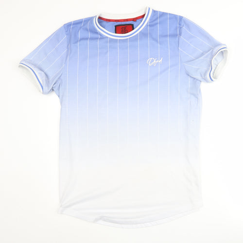 DFND Men's Blue Striped Crew Neck T-Shirt L