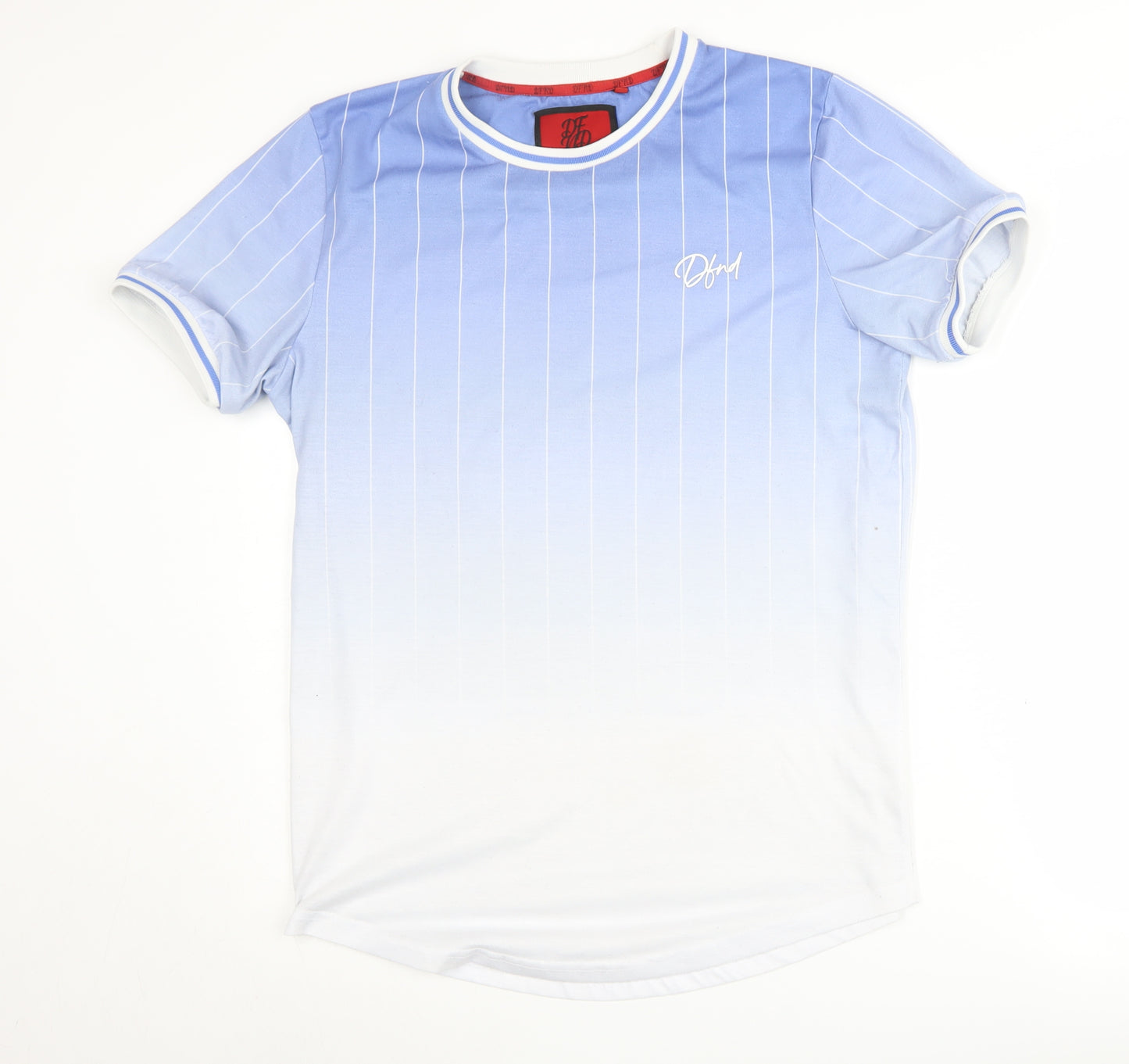 DFND Men's Blue Striped Crew Neck T-Shirt L