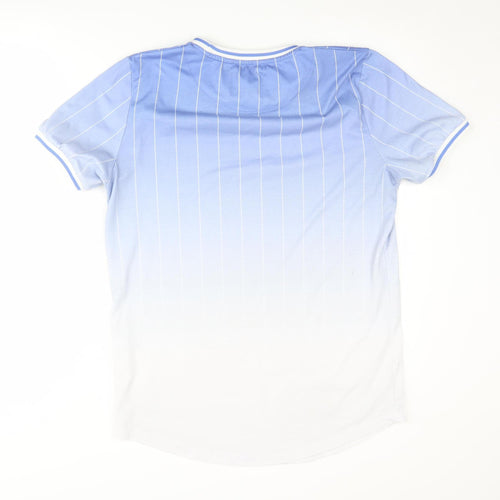 DFND Men's Blue Striped Crew Neck T-Shirt L