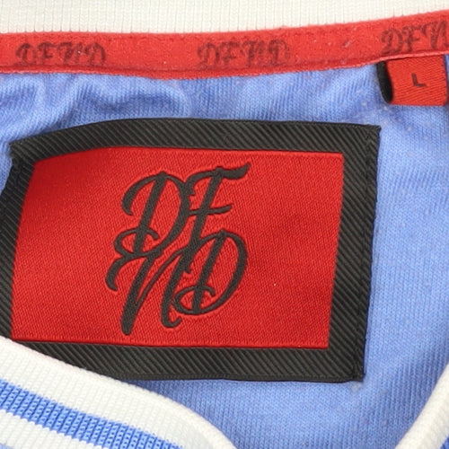 DFND Men's Blue Striped Crew Neck T-Shirt L