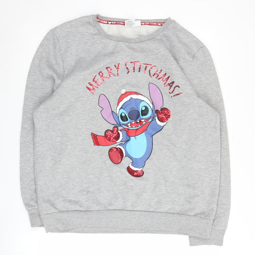 Disney Grey Pullover Sweatshirt, Size L, Christmas Theme