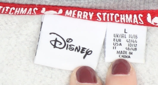 Disney Grey Pullover Sweatshirt, Size L, Christmas Theme