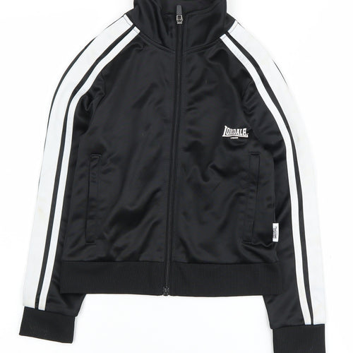 Lonsdale Boys Black Track Jacket Size 7-8 Years Collared