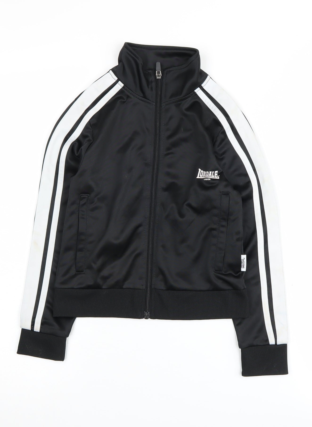 Lonsdale Boys Black Track Jacket Size 7-8 Years Collared
