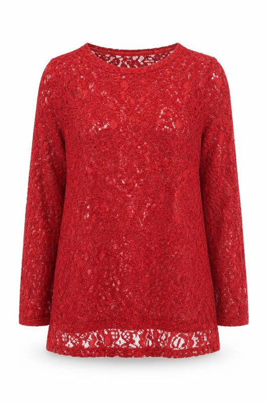Front view of Next Women’s Red Lace jumper, size UK 10