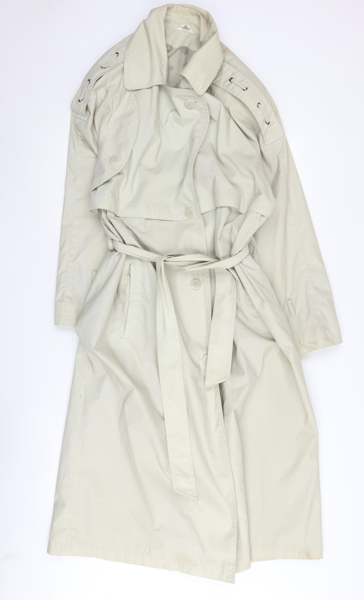 Canda Women's Beige Trench Coat, Size 12, Vintage Classic