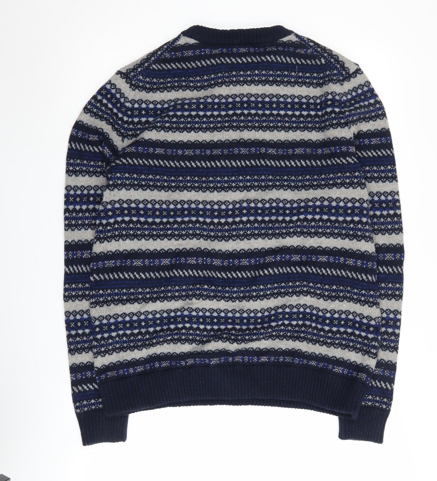 Marks and Spencer Men's Blue Fair Isle Knit Jumper L