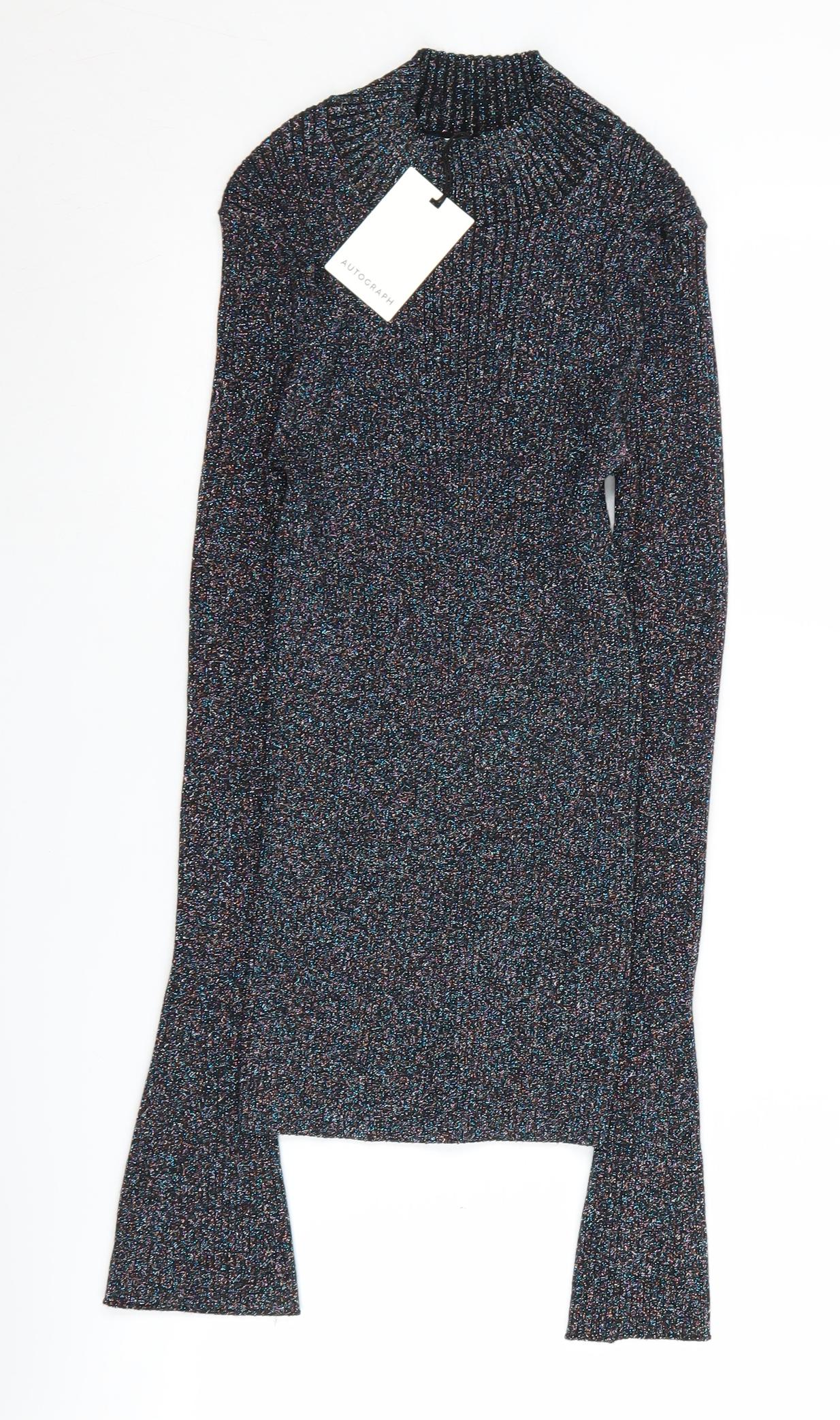 Marks and Spencer Women’s Multicoloured High Neck Jumper Size 8