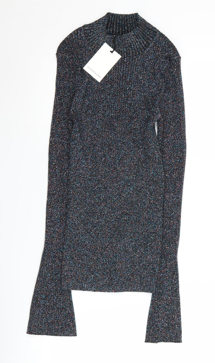 Marks and Spencer Women’s Multicoloured High Neck Jumper Size 8