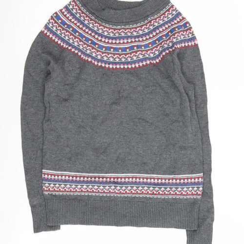 Gap Women's Grey Fair Isle Pullover Jumper XS