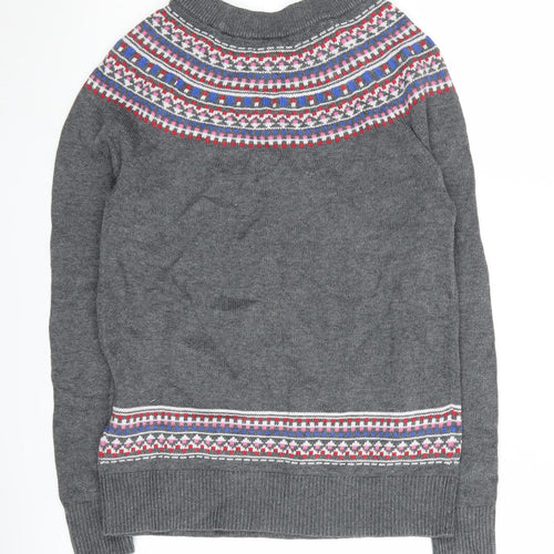 Gap Women's Grey Fair Isle Pullover Jumper XS