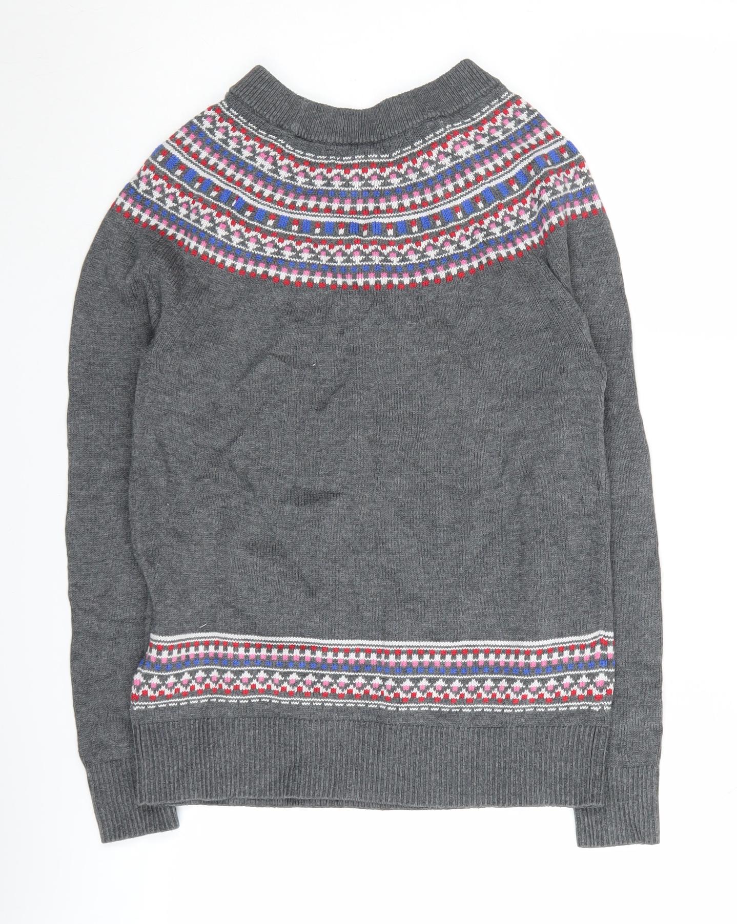 Gap Women's Grey Fair Isle Pullover Jumper XS