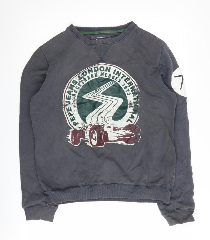 Pepe Jeans Men's Black S Pullover Sweatshirt Racing Print